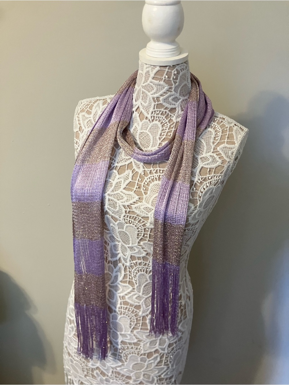Light Purple Ombre Metallic Fringe Scarf - Women Accessories